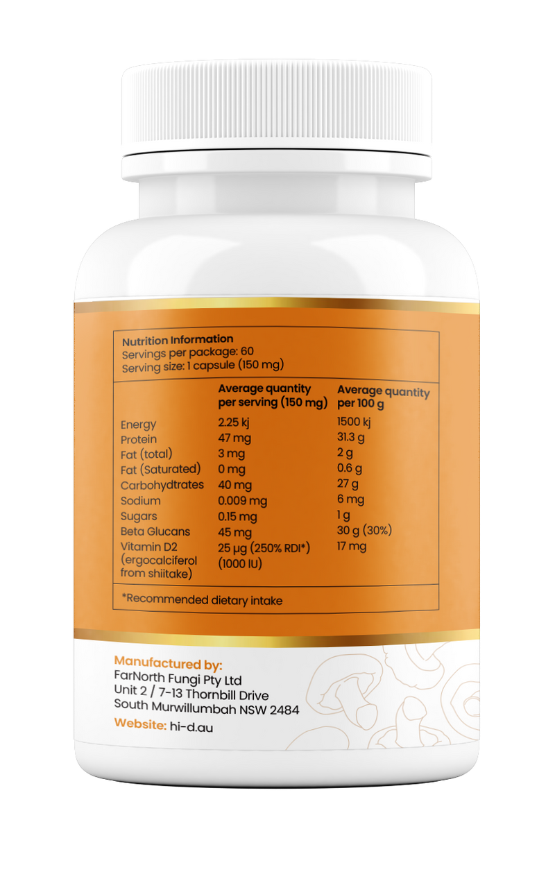 Natural Vitamin D 1000IU (100% Shiitake)