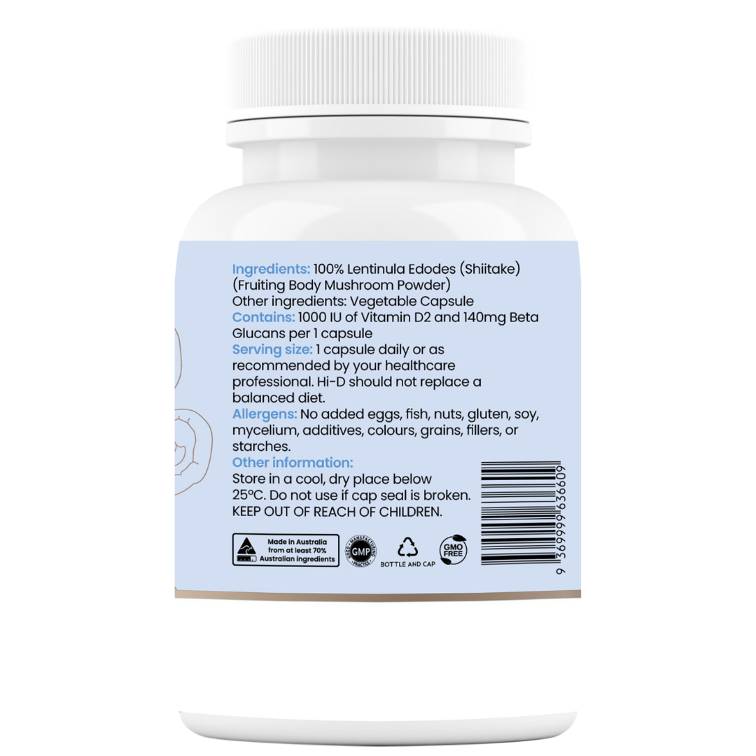 Natural Vitamin D 1000IU + Beta-Glucan (100% Shiitake)